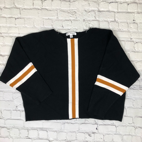 Say What? Sweaters - Comfy Crop Sweater Varsity Stripes